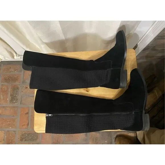 Very volatile black suede tall riding boots knee boots - Picture 2 of 6